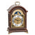 Reloj de mesa de madera con indicador de fases lunares y esfera romana en caja curvada