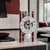 Reloj de mesa esqueleto con esfera blanca, manecilla de minutos negra y tiras metálicas rojas