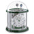 Reloj de mesa Hermle con cúpula de cristal transparente y base verde, esfera romana