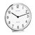 Reloj de mesa redondo: esfera blanca, manecillas negras, bisel cromado, base de pie
