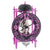Reloj de mesa con caja de campana violeta, anillo de esfera y movimiento visible