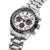 Reloj de hombre con caja y correa de acero inoxidable, esfera blanca, cronógrafo