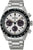Reloj de hombre con correa de acero inoxidable, esfera blanca y bisel negro con taquímetro