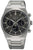 Reloj Seiko para hombre: pulsera de acero inoxidable plateado, esfera negra de cronógrafo con tres subesferas