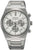 Reloj de pulsera cronógrafo para hombre con correa de acero inoxidable plateada y esfera blanca