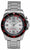 Pulsera de hombre con correa de metal plateado, esfera redonda y detalles rojos