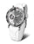 Reloj de pulsera para mujer con correa de cuero blanca, esfera plateada y caja redonda de acero