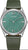 Reloj de pulsera para hombre con esfera verde y correa de cuero, caja redonda plateada