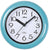 Reloj de pared redondo de plástico, color turquesa, esfera blanca con manecillas negras