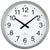 Reloj de pared Atlanta con esfera blanca, números y manecillas negras, y marco gris
