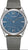Reloj ultrafino para hombre con esfera azul, caja plateada y correa de cuero gris
