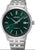 Pulsera de hombre con correa de acero inoxidable, esfera verde, fecha a las 6