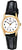 Casio reloj de mujer con correa de cuero negra, caja dorada y esfera blanca