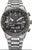 Reloj de hombre con esfera negra y correa de acero inoxidable, aspecto de cronógrafo