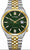 Pulsera de hombre con esfera verde y correa de acero inoxidable plateado y dorado