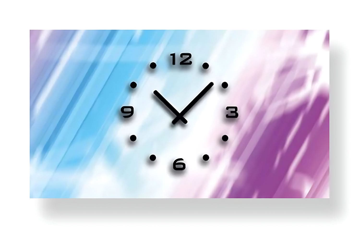 Reloj de pared con manecillas y puntos negros, números 12,3,6,9 sobre fondo claro