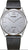 Reloj de hombre con correa de cuero negra, caja plateada y esfera plateada
