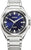 CITIZEN Herrenarmbanduhr mit silbernem Metallband und blauem Zifferblatt, Datum bei 7