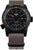 Herrenarmbanduhr mit schwarzem Zifferblatt, grauem Stoffarmband und Tritium-Leuchtanzeigen