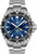 Herrenuhr mit Edelstahlarmband, blauem Zifferblatt und schwarzer GMT-Lünette
