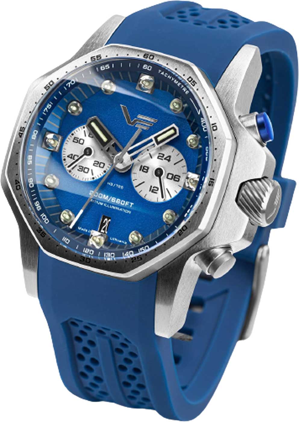 Pulsera de hombre con correa de silicona azul y caja plateada, esfera azul