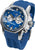Pulsera de hombre con correa de silicona azul y caja plateada, esfera azul