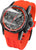 Reloj de hombre con caja negra, correa de silicona naranja y esfera gris