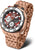 Pulsera de hombre con brazalete de metal en tono oro rosa, caja redonda y esfera roja