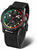 Pulsera de hombre con correa de malla negra y esfera multicolor, caja redonda