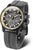 Reloj solar para hombre con esfera negra, subesferas y correa de caucho negra
