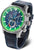 Reloj para hombre con correa de cuero azul, esfera verde y caja plateada