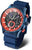 Pulsera de hombre con caja azul y correa de silicona azul, esfera roja/negra