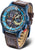 Reloj de hombre con esfera azul y correa de cuero marrón