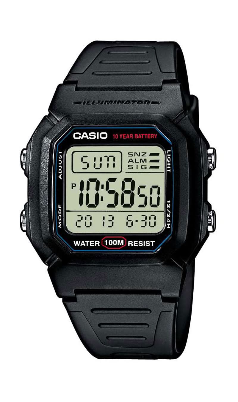 Casio reloj digital para hombre con correa de plástico negra y pantalla digital