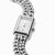 "Reloj de mujer con caja rectangular de acero inoxidable, esfera blanca y correa de cadena"
