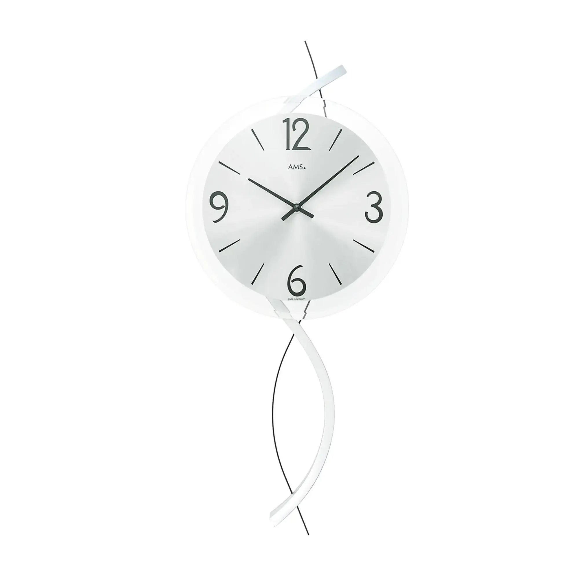 Reloj de pared AMS W9718 • Caja de madera con detalle metálico • Cristal mineral facetado