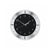 Wanduhr mit schwarzem Zifferblatt und silbernem facettiertem Aluminiumrahmen
