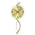 Wanduhr mit rundem Holzgehäuse, goldenem Zifferblatt und schwarzen Zeigern