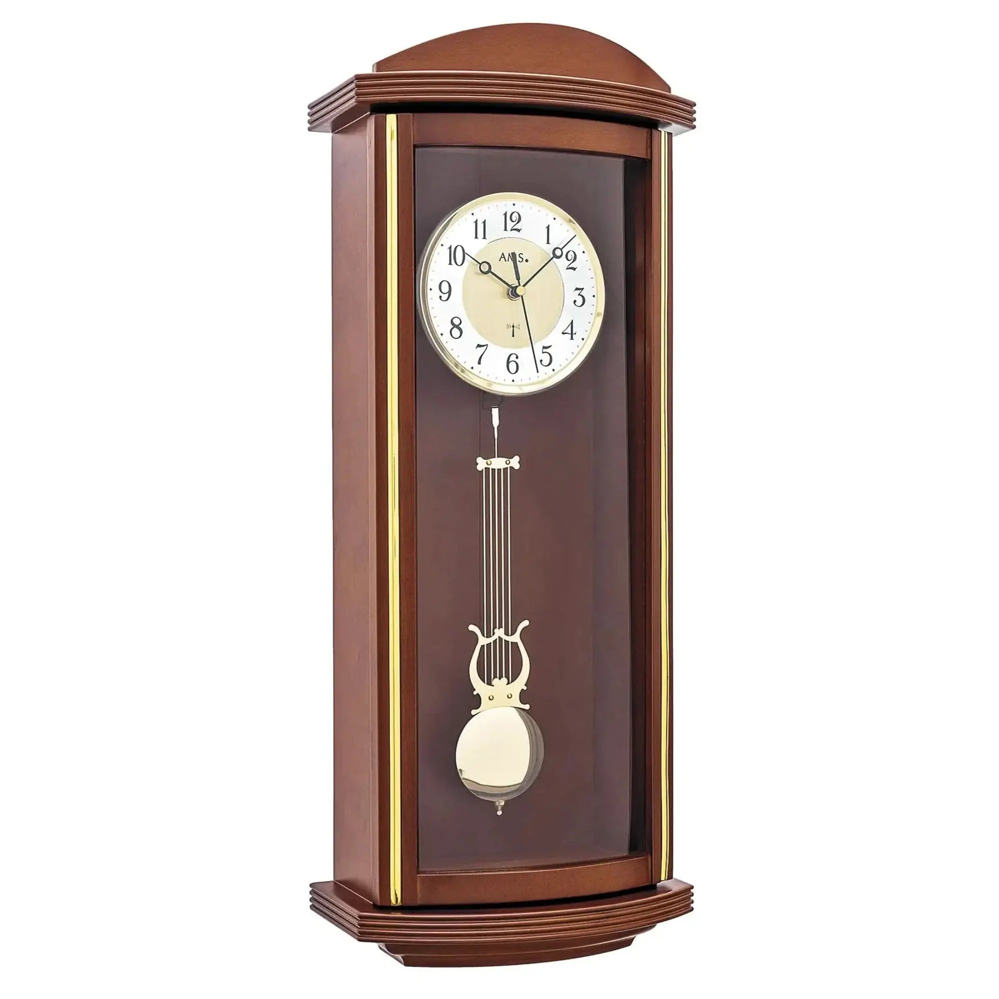 Reloj de pared AMS Funk F5015/1 • Caja de madera lacada en nogal • Péndulo con mecanismo de sonería Westminster