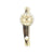 Wanduhr mit großem Kreis-Zifferblatt und Kugelpendel, goldene Stäbe, dunkelgraues Band