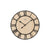 Wanduhr mit rundem Holzoptik-Zifferblatt, schwarzen römischen Ziffern und Metallrahmen