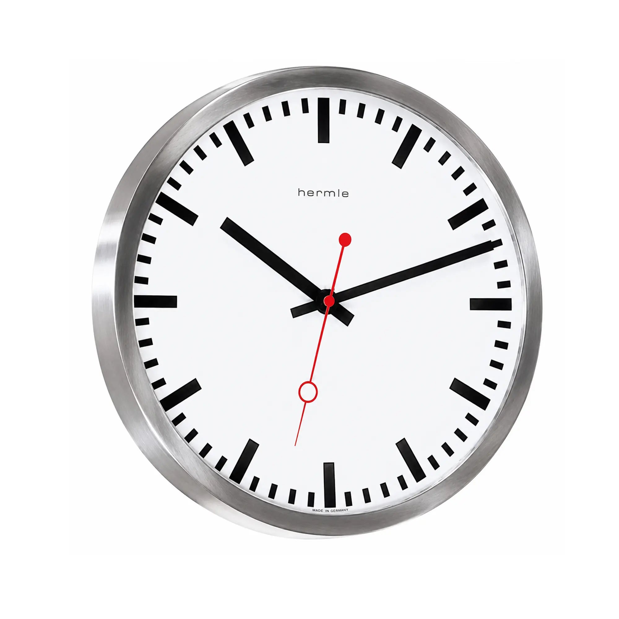 Reloj de pared Hermle 30x30x5 cm Acero inoxidable • Radio • Silencioso