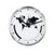 Reloj de pared redondo: marco de metal plateado, esfera blanca, mapa del mundo negro
