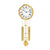 "Reloj de pared de latón con esfera redonda y péndulo de cadena dorado, números romanos"