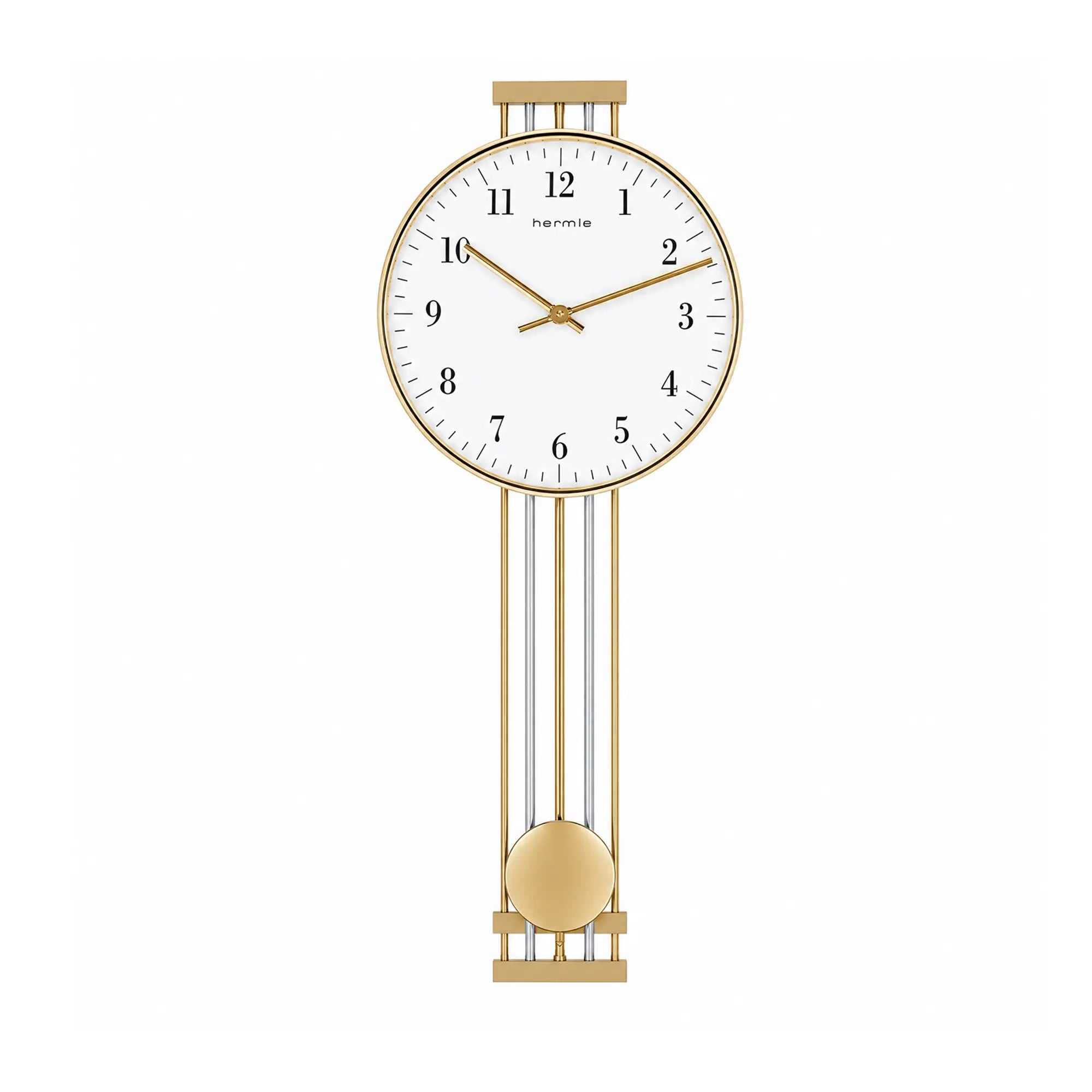 Reloj de pared Hermle 56x24x7 cm latón • Radio control • Péndulo de latón