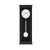 Reloj de pared con caja de madera negra, esfera blanca y péndulo de peso esférico