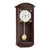 Reloj de pared de madera marrón oscuro con esfera redonda y péndulo