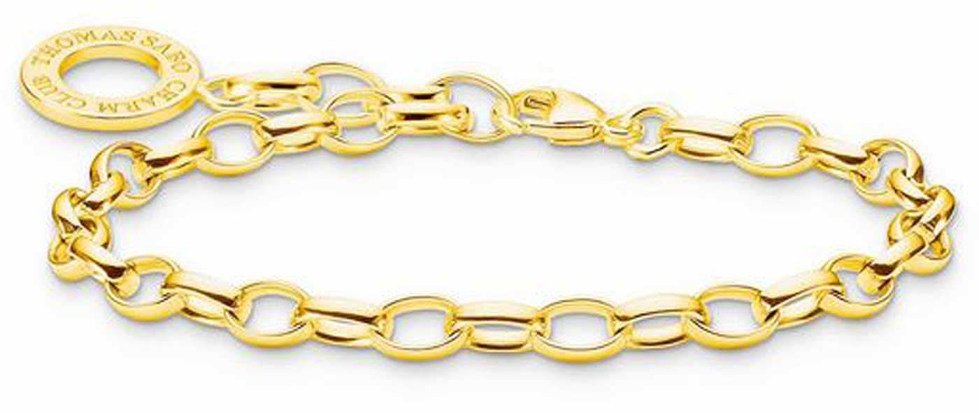 Pulsera con charm en tono dorado con eslabones ovalados y colgante redondo