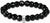 Pulsera de cuentas de obsidiana negra facetada con placa de metal con logo