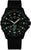 Reloj de hombre con esfera negra, marcadores luminosos y correa textil negra
